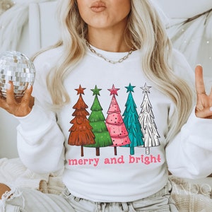 Merry And Bright Png, Retro Christmas Tree Png, Christmas Png, Holiday Png, Festive Png, Cute Christmas Png, Holiday Season Png, Winter Png