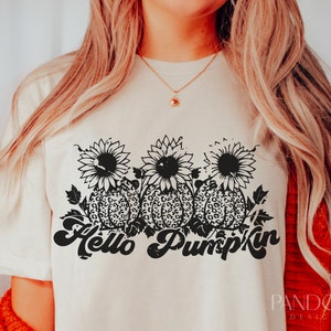 Bonjour citrouille Svg Png, conception de chemise Svg automne, décoration Svg inspiration automne drôle, coupe Svg Harvest Vibes, Cricut, impression numérique par sublimation