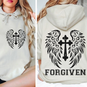 Svg Pardonné, Svg Chrétien, Verset Png De La Bible, Designs Par Sublimation, Svg Ailes D'ange, Jésus Svg Foi Sur La Peur Png Prière Clipart Guerrier
