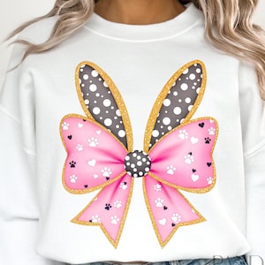 Pink Bunny Bow Png, Easter Png, Cute Bunny Ears Png, Easter Bow Png, Bunny Bow Sublimation Png, Glitter Paw Print Bow Png, Bunny Ears Easter
