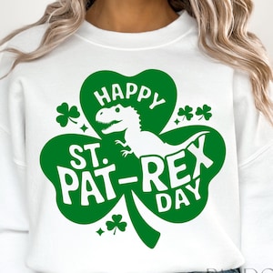 Feliz Dia de São Patrício SVG PNG, Dia de São Patrício Engraçado SVG, Trevo SVG, Irlandês SVG, Sorte SVG, Dia de São Patrício SVG, Dinossauro Infantil SVG PNG