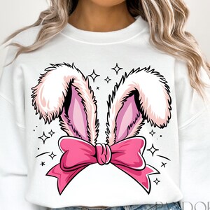 Easter Bunny Coquette Png, Bunny Ears Png, Easter Bunny Ears Clipart, Easter Rabbit Ears Digital File, Happy Easter Png, Girls Easter Png