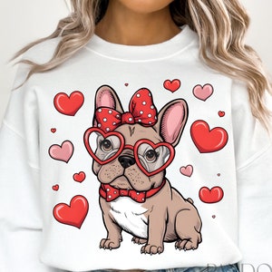 Französische Bulldogge Valentinstag Png, Süße Hundeherz Brille Png, Hund Valentinstag Png, Lustige Valentinstag Bulldogge Png, Hundeliebhaber Valentinstag Grafik Png
