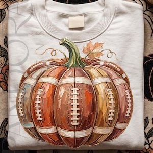 Calabaza de fútbol PNG, diseño de camiseta acogedora de otoño, archivo gráfico de otoño para el día del partido