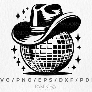 Boule disco rétro fichier Svg, coupe Western Svg, Western Cowboy SVG Far West coupe fichier chapeau de cowboy Svg, Western Style Clipart Instant Download