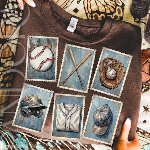 Vintage Baseball Png, Crochet Baseball Stamps Design, Yarn Sports Clipart, Retro Baseball Shirt Png, Game Day Sublimation, Baseball Png