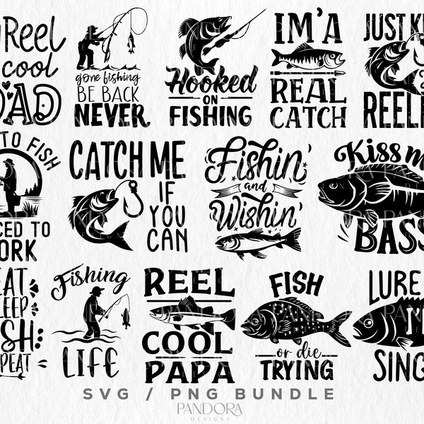 Fishing Svg Bundle, Fisherman Svg, Pack, Fishing Life Svg Png, Fishing Quotes SVG Set, Cut, Cricut, Commercial Use Instant Download Digital