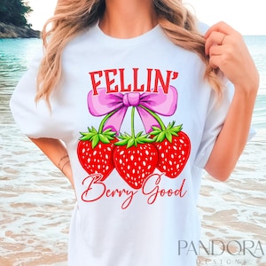 Feeling Berry Good png, leuke woordspeling png, zomer png, grappig citaat aardbei png, zomerfruit png, goed bes png, schattig bes png