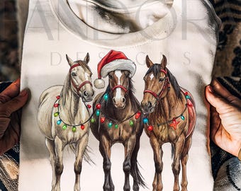Christmas Horses Png, Cowboy Christmas Png, Western Holiday Horse Lover Sublimation, Farm Animal Country Christmas Design, Christmas Png