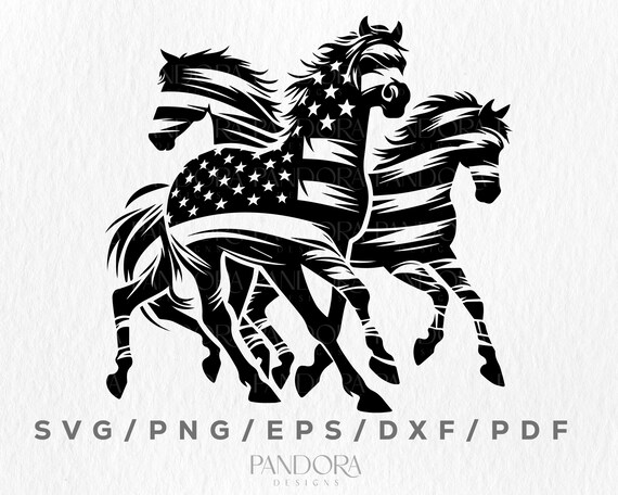 Horse USA Flag Svg, Patriotic Horse Svg American Flag Horse SvgUSA Pride Horse Svg, Cut, Cricut Silhouette Fourth of July Horse Svg Download