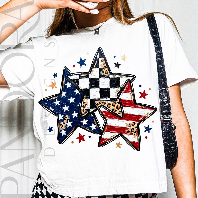 Patriotic Stars Png, American Flag Stars Design, Leopard Checkered 4th of July Png, Trendy Patriotic Sublimation, USA Png image 6