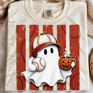 Baseball Ghost Png, Halloween Baseball Ghost, Pumpkin Coffee Sports Design, Fall Game Day Digital Download