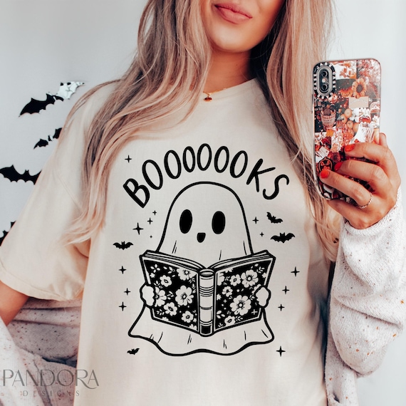 Bookish Ghost Svg, Halloween Book Svg, Spooky Book Lover Svg, Cute Ghost Reading Svg, Booooks Svg, Ghost with Book Svg, Ghost Book Lover Svg