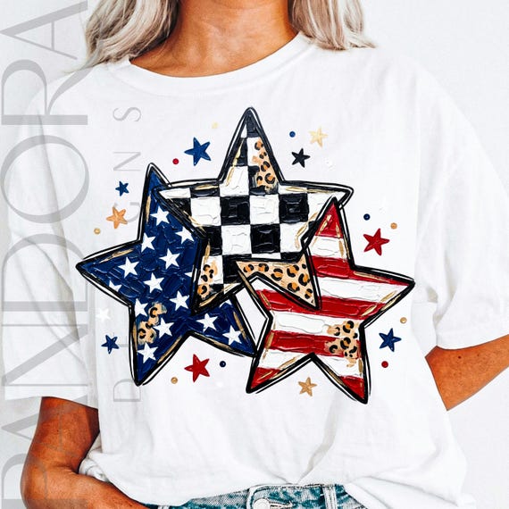 Patriotic Stars Png, American Flag Stars Design, Leopard Checkered 4th of July Png, Trendy Patriotic Sublimation, USA Png
