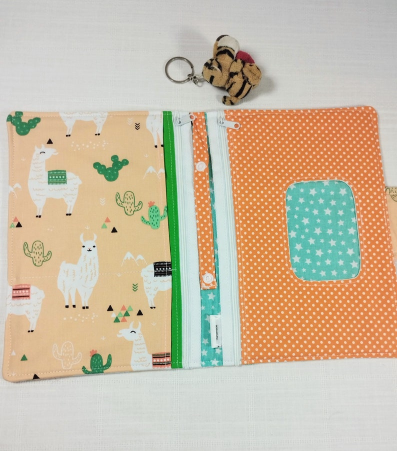 Alpaca diaper nappy and wet wipes wallet clutch,bag,diaper bag,nappy bag,new baby gift,baby shower,baby,baby accessory,newborn,orange cotton zdjęcie 7