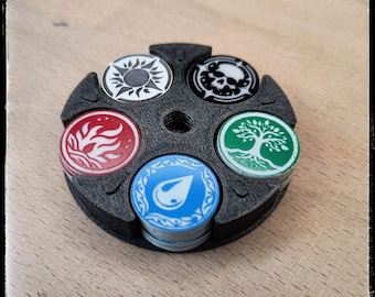 Contador de maná MTG de acrílico (30) con caja de almacenamiento – Fichas/Marcadores para colores de maná – grabado láser - Accesorios MTG - Regalos MTG
