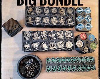 Bundle Ability Counter / Buffer Counter / +1+1 Counter with Storage Box for Magic (MTG) || 3D printed and Laser engraved Accessories for MtG