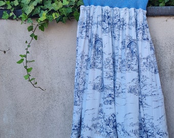 Jupe à enfiler au look "Toile de Jouy"