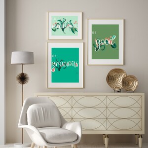 Kenmerken van God Print | Hij is gracieuze digitale print | Wanddecoratieset | Christelijke kunst aan de muur | Digitaal downloaden | Attributen van God Art