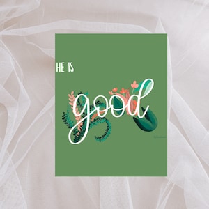 Kenmerken van God Print | Hij is goede digitale print | Wanddecoratieset | Christelijke kunst aan de muur | Digitaal downloaden | Attributen van God Kunst | Muur kunst