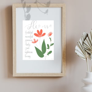 Eigenschappen van God | Attributen van Christus Lijst | Digitale druk | Christelijke kunst aan de muur | Digitaal downloaden | Digitale kunst aan de muur | Muur kunst