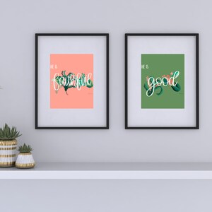 Kenmerken van God Print | Hij is trouwe digitale print | Wanddecoratieset | Christelijke kunst aan de muur | Digitaal downloaden | Attributen van God Art