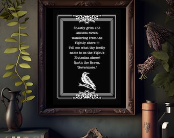 Edgar Allan Poe The Raven Quote Print: Gothic Literary Wall Art (Digital Download)