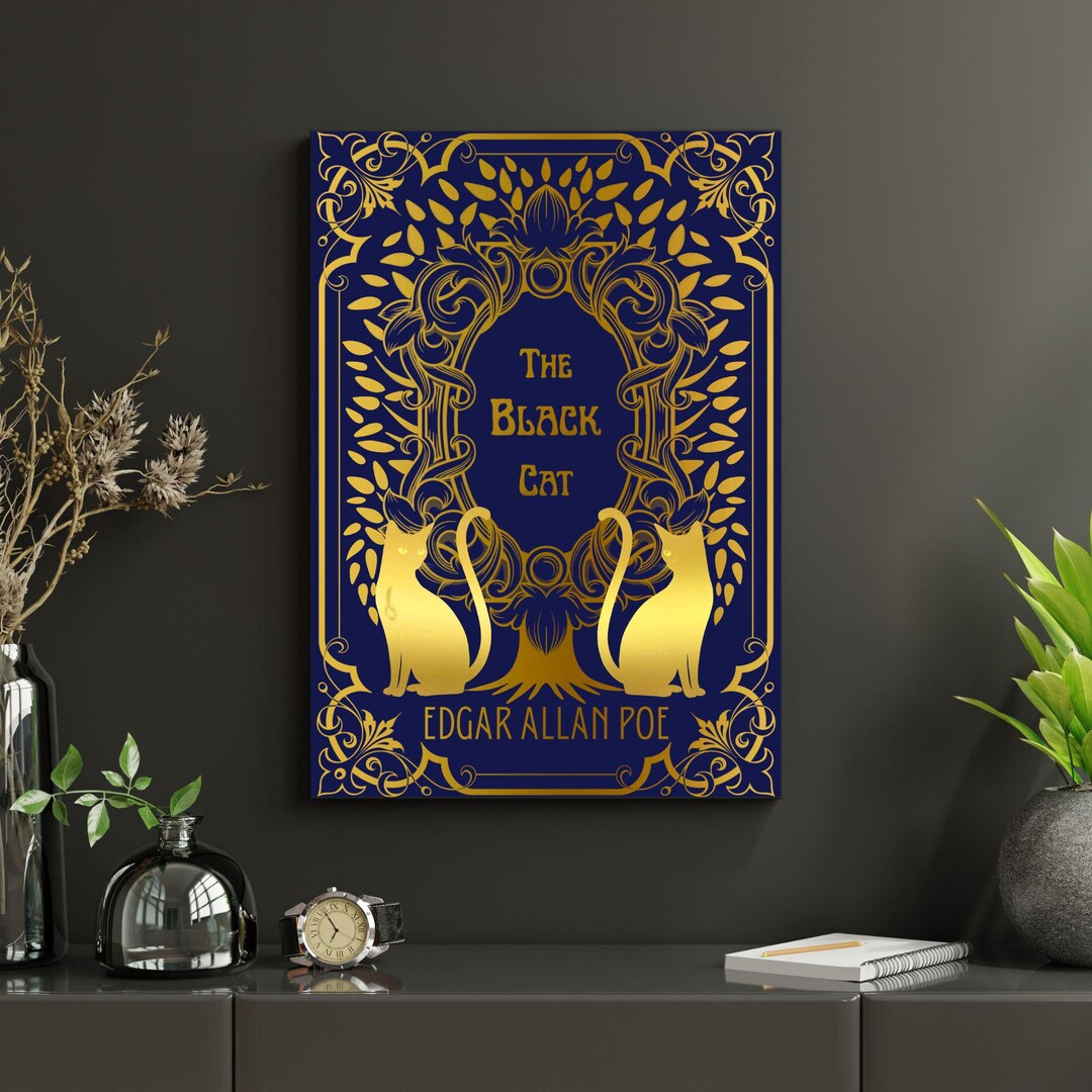 The Black Cat Book Cover Art Print: Edgar Allan Poe Gothic Decor ...