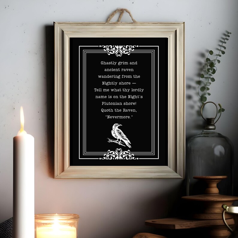 Edgar Allan Poe the Raven Quote Print: Gothic Literary Wall Art ...