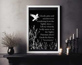 Edgar Allan Poe The Raven Quote Print: Gothic Literary Wall Art (Digital Download)