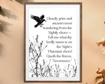 Edgar Allan Poe The Raven Quote Print: Gothic Literary Wall Art (Digital Download)