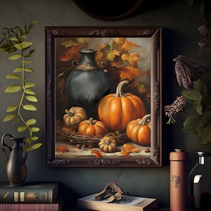 Pumpkins print, Vintage style printable Autumnal or Fall wall art, Pumpkins Halloween Farmhouse Decor,  Rustic Pumpkin Art, Country Wall Art