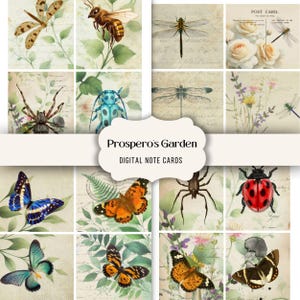 Grunge Entomology Junk Journal Cards, Insect printable cards for collage, digital scrapbooking and journaling, Digital notecards for journal