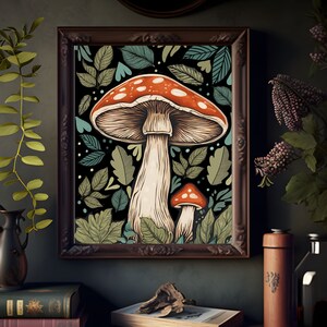Fly Agaric Mushroom Art Print: Dark Cottagecore Decor (Digital Download)