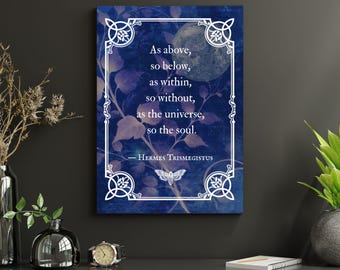 Witchy Moon and Moth Print: As Above So Below Pagan Art (Digital Download)