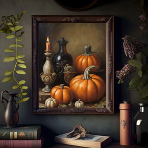Pumpkins print, Vintage style printable Autumnal or Fall wall art, Pumpkins Halloween Farmhouse Decor,  Rustic Pumpkin Art, Country Wall Art
