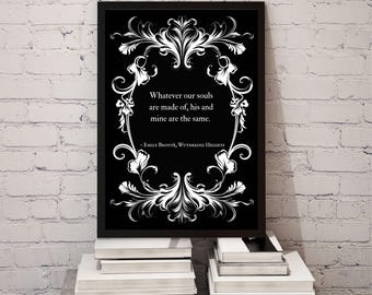 Wuthering Heights Quote Print: Emily Bronte Gothic Romantasy literatuur muurkunst (digitale download)