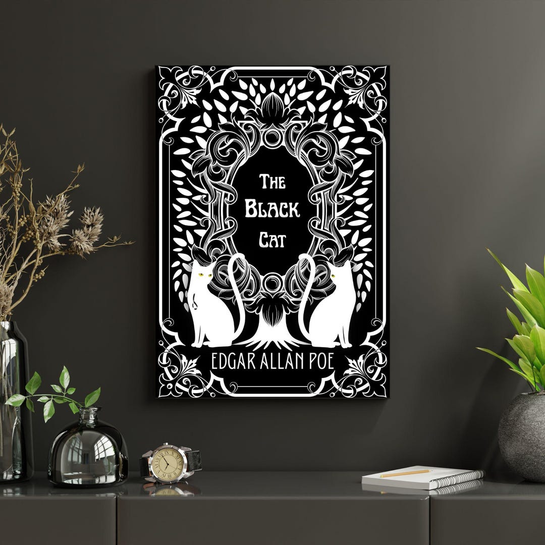 The Black Cat Book Cover Art Print: Edgar Allan Poe Gothic Decor ...