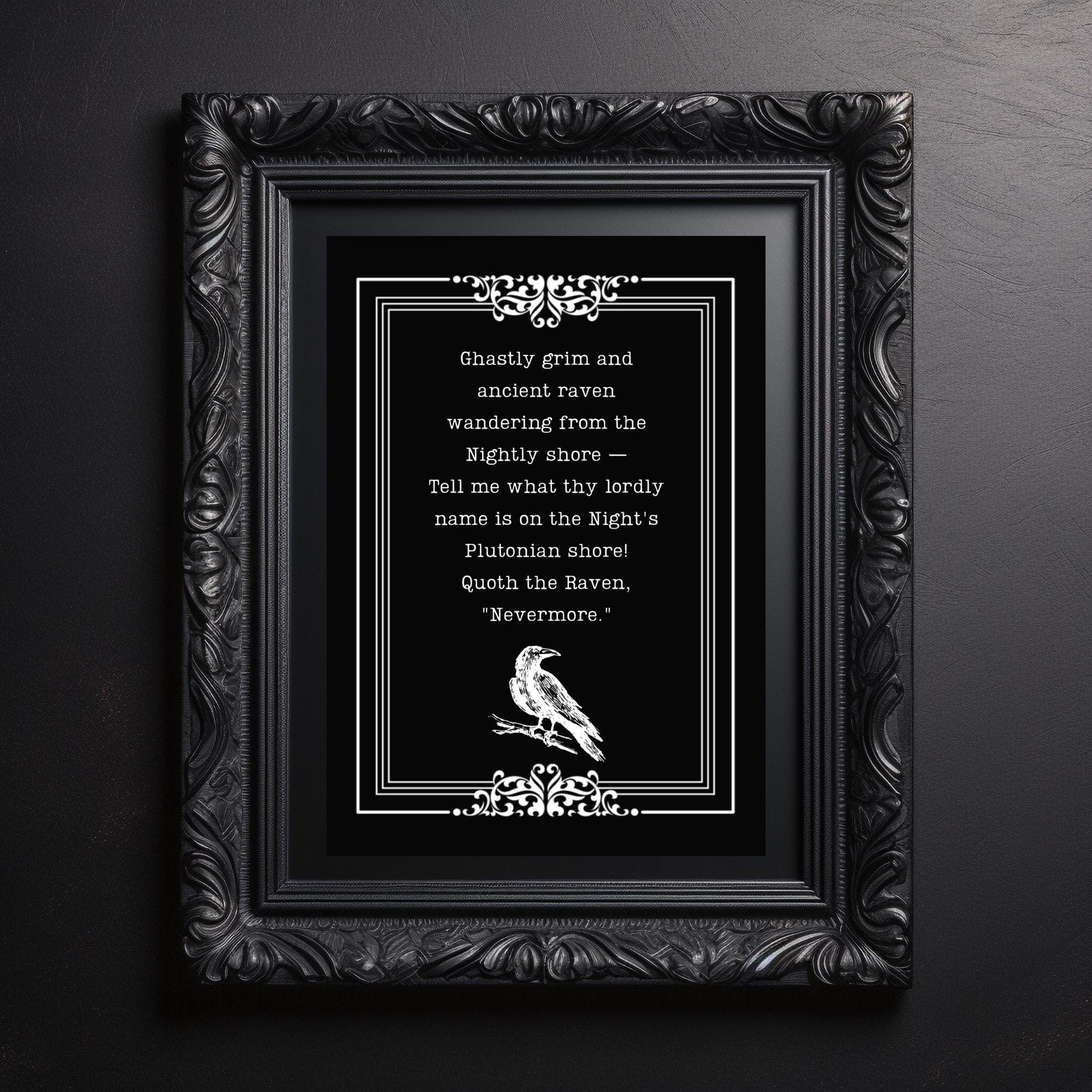 Edgar Allan Poe the Raven Quote Print: Gothic Literary Wall Art ...