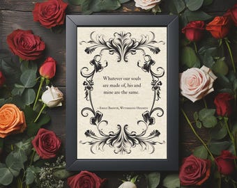 Wuthering Heights Quote Print: Emily Bronte vintage gotische literatuur romantiek muurkunst (digitale download)