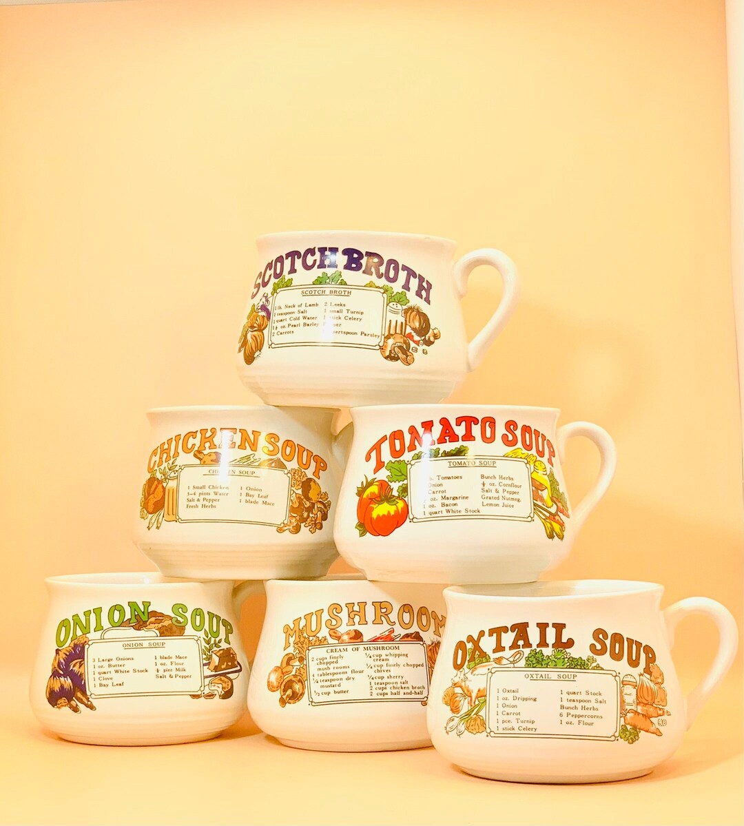 Soup Bowl Vintage 80s Soup Recipe Bowls Retro Kitchenware Etsy UK