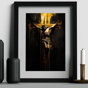 Jesus on cross digital art, Christ crucified to print at home, Holy cross poster, Faith wall print, Catholic art, passion of the christ