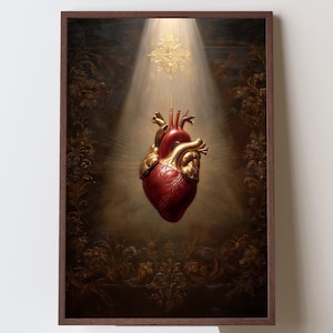 Sacred Heart Jesus oil painting to print at home, Holy heart artwork digital, Divine love image, Jesus heart painting, Catholic wall print
