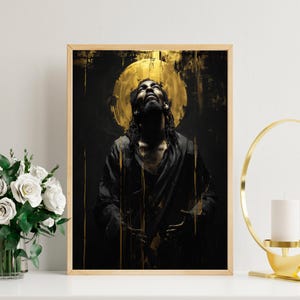 Modern Black Jesus art, Afro Christian Christ portrait, Jesus Faith wall decor print, Spiritual afro artwork, Bible inspired canvas