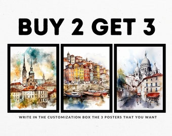 Buy 2 get 3 // SPECIAL OFFER // Europe vintage travel poster & art prints
