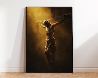 Jesus am Kreuz Kunst, Karfreitag-Wand-Dekor, christlicher digitaler Download, druckbares Poster