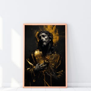 Digitale poster portret van Jezus heilig hart, goddelijke barmhartigheid van Jezus muurkunst om af te drukken, poster Heilig hart, goddelijke barmhartigheid