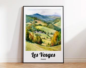 Les Vosges Travel Poster, Les Vosges Art Print, The Vosges Watercolor, France Gift Idea, Affiche Les Vosges