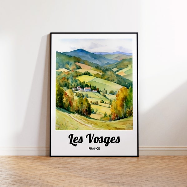 Les Vosges Travel Poster, Les Vosges Art Print, The Vosges Watercolor, France Gift Idea, Affiche Les Vosges
