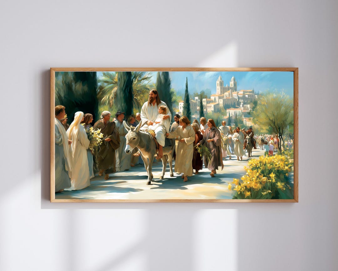 Palm Sunday Print Digital Art, Jesus Enters City Printable, Holy Week ...